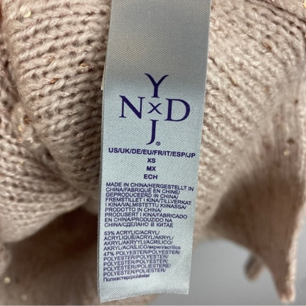 NYDJ Sequin Oversized Ntral Sweater XS Cream Pink Cameo - Picture 6 of 13
